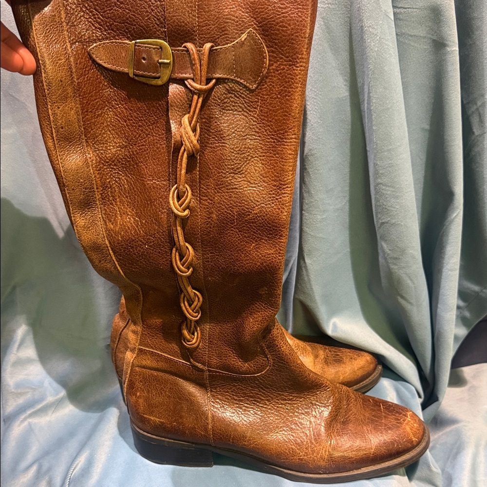 Men's Brown Leather Knee-High Boots